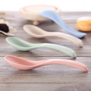 Wheat Straw Plastic Spoon Small Spoon Household Baby Spoon Long Handle Spoon Ramen Spicy Hot Pot Spoon Commercial Soup Spoon Spoon