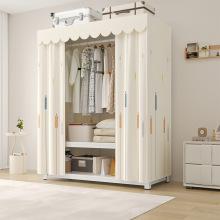 批发批发全封闭式货架简易衣柜结实耐用卧室家用出租房组装金属钢