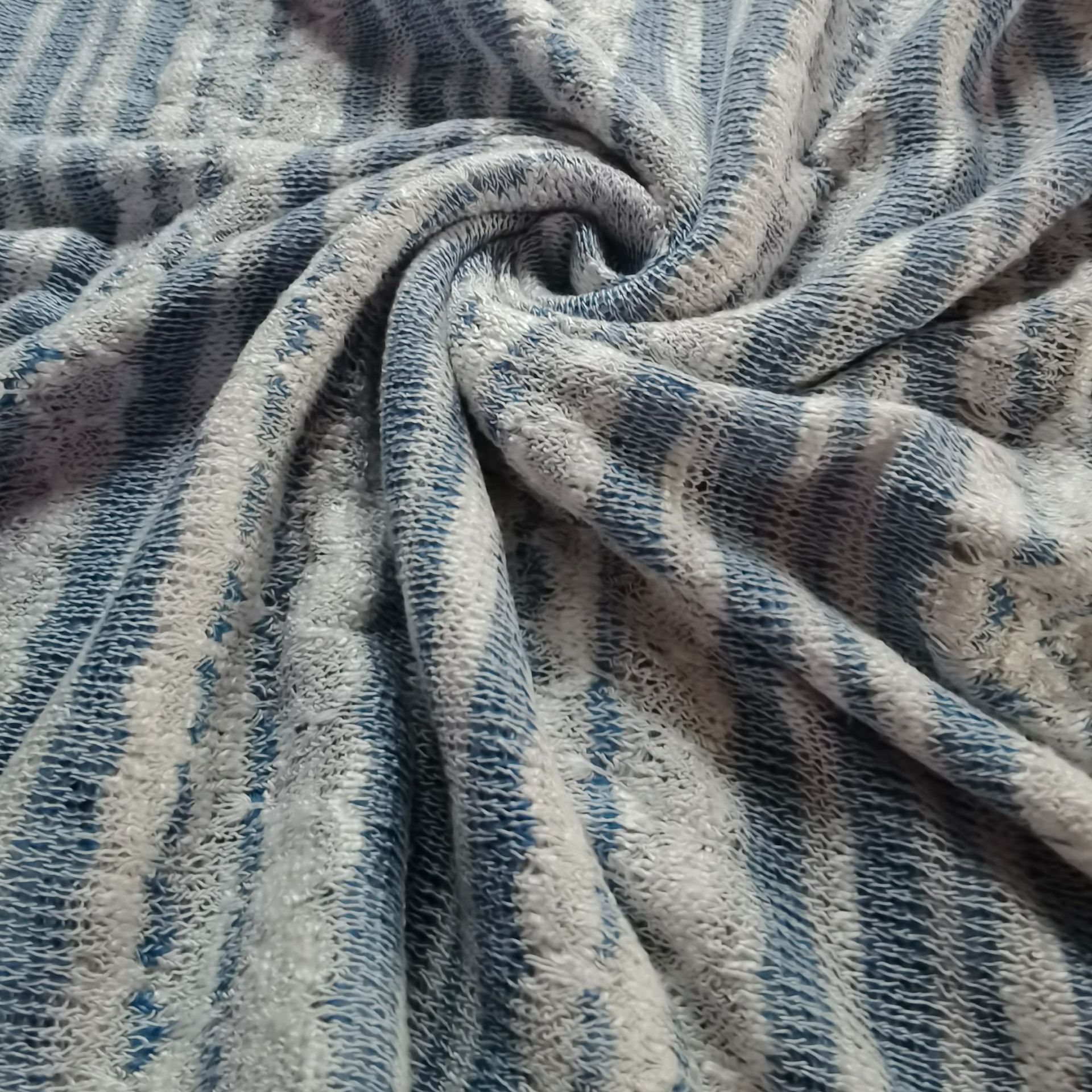 针织上衣面料粗针大肚纱花式纱螺纹弹力氨纶150克网布休闲童装布