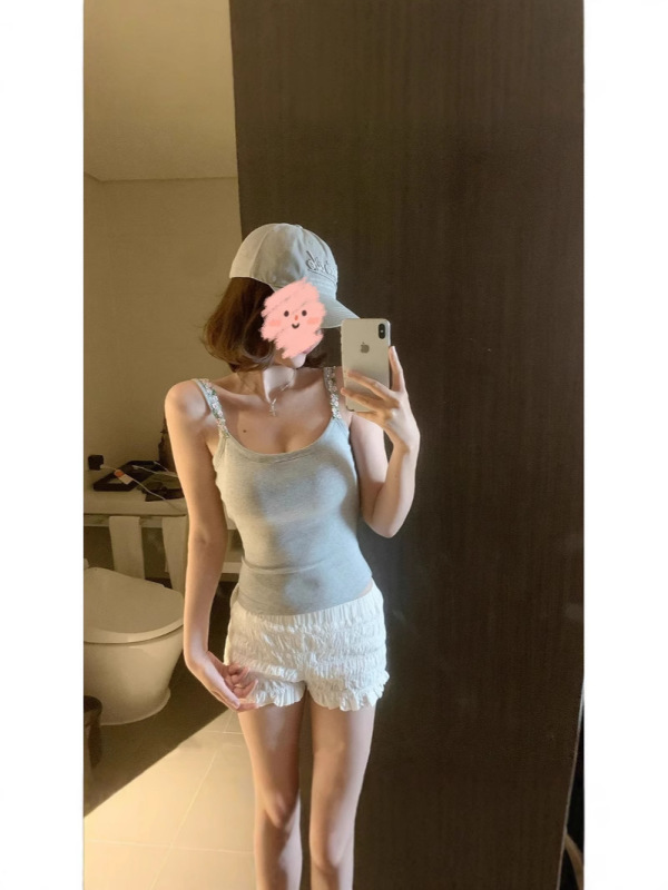 花キャミソール女性の夏の新しいホットガールトップアウターウェア美しいバック通勤デザインニッチボトリングシャツ女性用|undefined