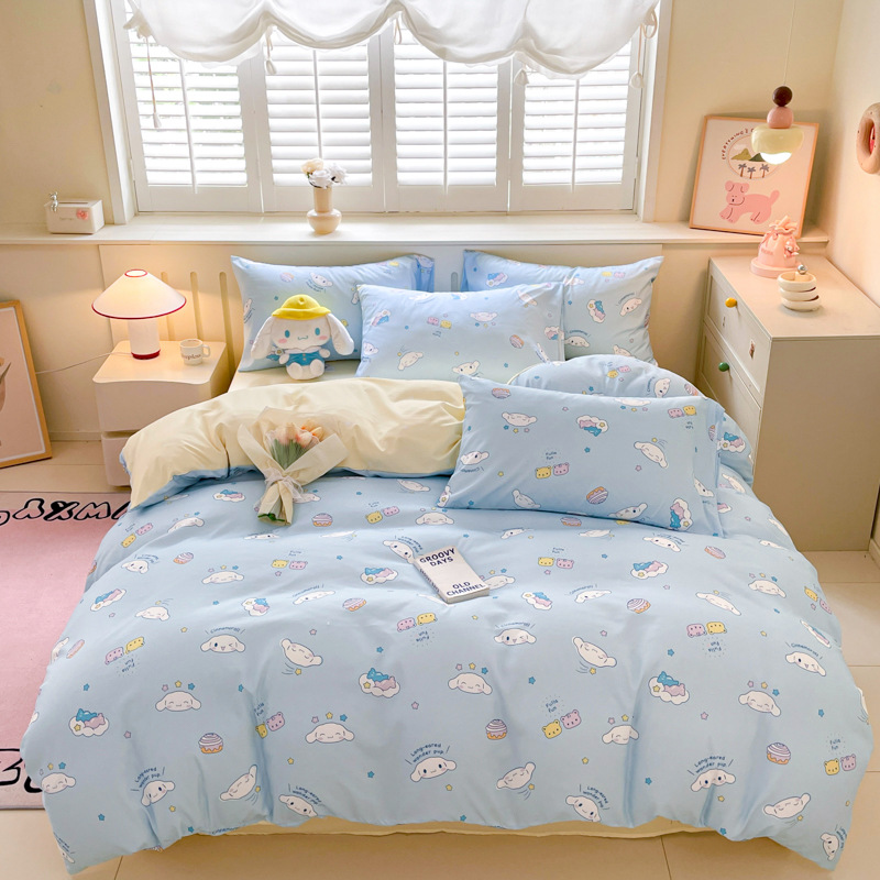 サンリオ ボックスシーツ 4点セット 寮 3点セット 家庭用寝具セット ベッドシーツ 掛け布団カバー ベッドバッグ 卸売代理店