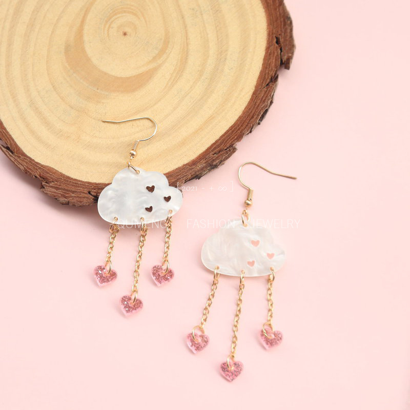 11g Weight Iron Ear Needle Material Drop Earrings Classification 1 Pair Quantity Casual Occasion Acrylic Material Heart Shape Pattern Women's Gender Simple Style Style 1 Pair Simple Style Heart Shape Arylic Drop Earrings 5