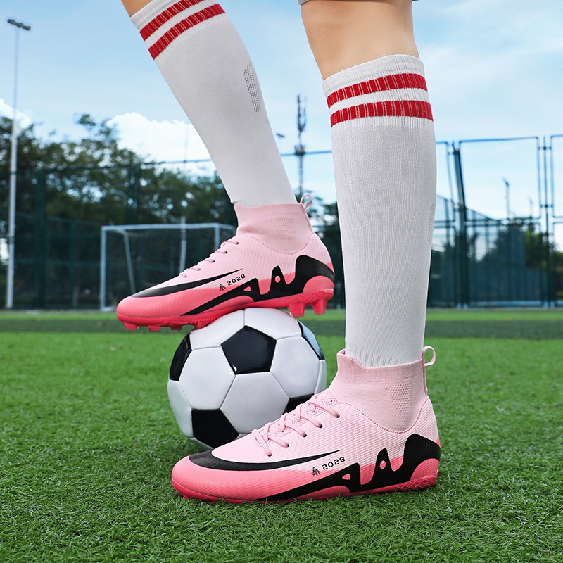 Zapatos de fútbol transfronterizos de alto nivel, zapatos de fútbol de clavos largos para hombres y mujeres, zapatos de entrenamiento de clavos para estudiantes jóvenes, comercio exterior al por mayor