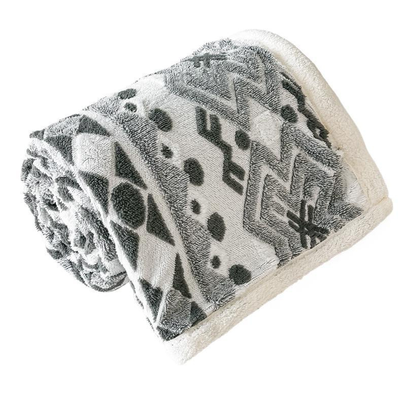 Jacquard catiónico de tres colores de doble capa de cordero manta multifoncional manta de sofá bohemio mantas de calor de bloqueo