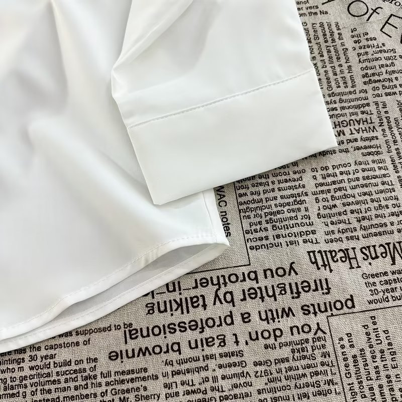 Erkek Zincir Detaylı Uzun Kollu Sokak Giyimi Gömlek Büyük Boy Düğmeli, Çıkarılabilir Aksesuarlı Gömlek (Siyah/Beyaz, M-3XL)_voghion.com