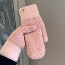 毛绒冬天保暖手套包指女生冬季新款防寒情侣可爱加厚东北骑车防冻
