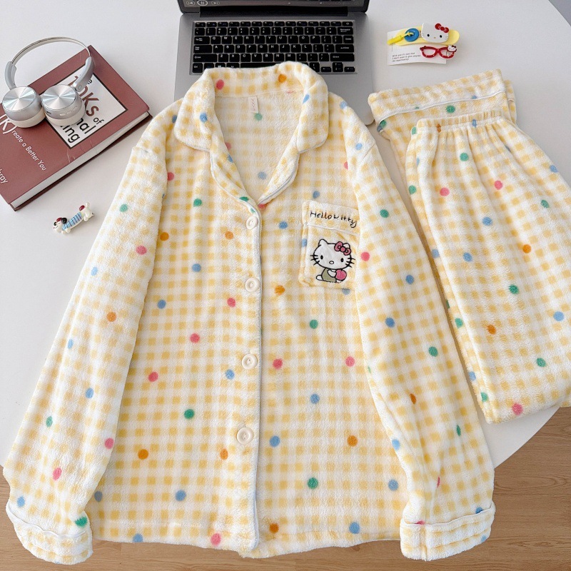 珊瑚绒睡衣女冬天加绒可爱少女网红风秋冬季新款法兰绒家居服批发|undefined