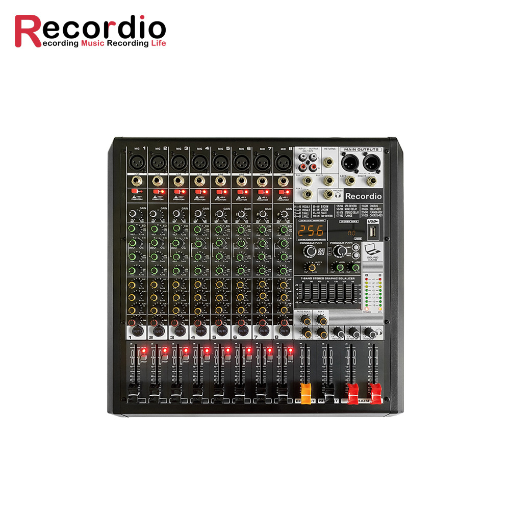 GAX-MD8 8路蓝牙USB音频设备 舞台演出8通道带混响DSP效果调音台