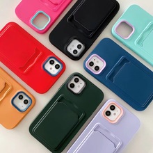 适用iPhone12液态硅胶肤感TPU手机壳苹果13双色插卡包11 xs保护套