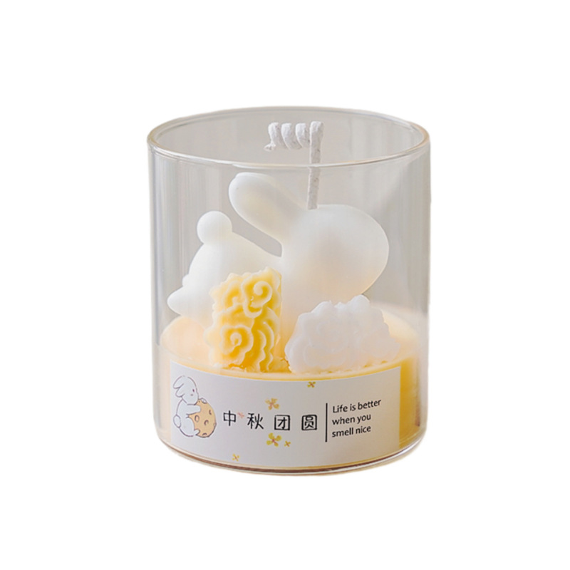 中秋礼物定制大豆蜡手工香氛伴手礼小众高级感摆件兔子香薰蜡烛杯|undefined