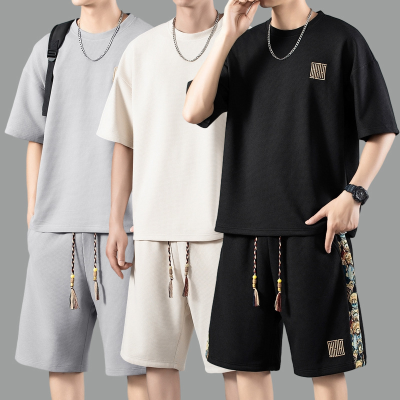 50.00 kg-150.00 kg Wear Plus Size Plus Size Sports Casual suit Men's Summer All-match Loose Chinese Style Short Men's Cover 50.00 kg-150.00 kg Wear Plus Size Plus Size Sports Casual suit Men's Summer All-match Loose Chinese Style Short Men's Cover