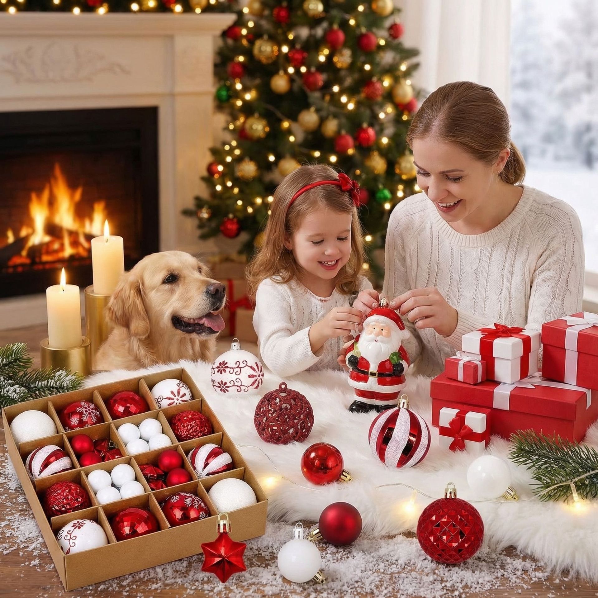 Juego de Esferas Navideñas Set de 44 Piezas 3-6 cm de Plástico Colgante para Árbol de Navidad image 3