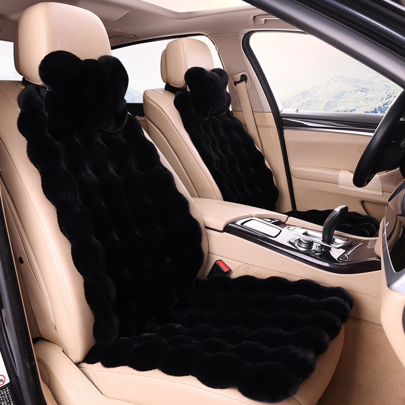 Wool pad, Qìchē Warm Pad - black-driver-passenger-seat-2-headrests