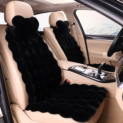 Wool pad, A generation of car cushion - black-driver-and-passenger-2-headrests
