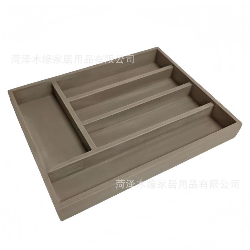 木质餐具收纳盒 厨房刀叉分格整理盒 抽屉分隔收纳盒竹制刀叉盒|undefined