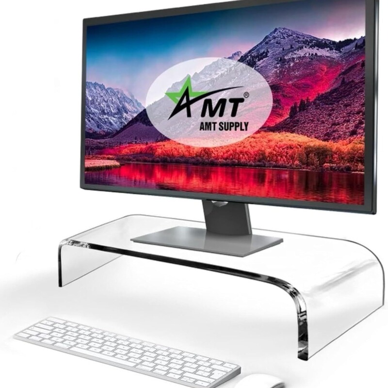 Transparent Acrylic Laptop Monitor Stand Space Saving Design Extra Storage Space