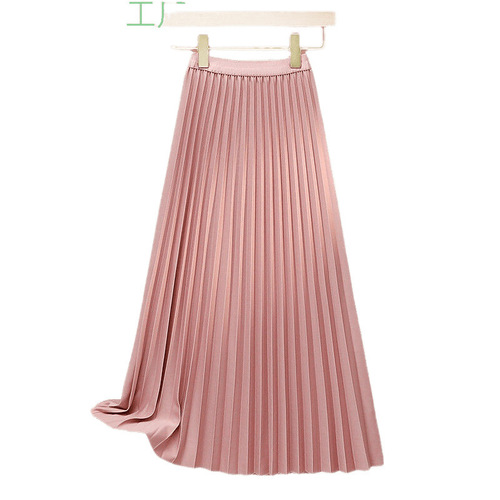 Black Long Pleated Skirt for Women Summer 2025 High-Waisted Slimming A-Line Skirt Simple and Elegant Half Body Skirt
