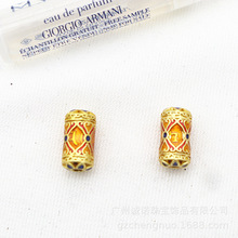 景泰蓝桶珠配件厂家 铜镀金滴油DIY镂空复古工艺烤蓝批发散珠手