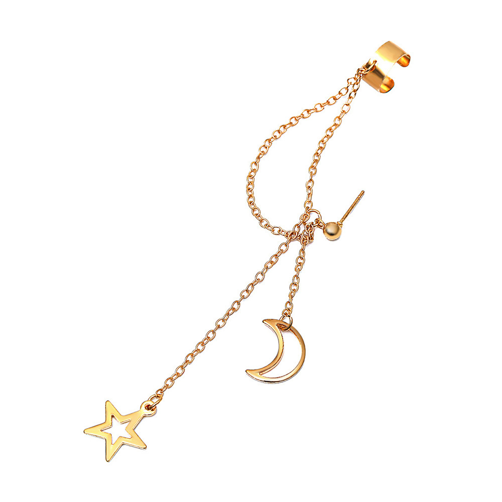 Nihaojewelry Schmuck Großhandel Einfache Lange Kette Stern Mond Quaste Ohrclip display picture 8