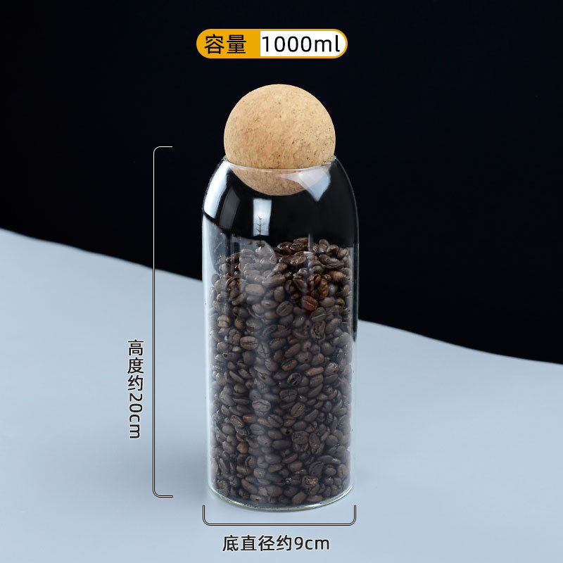 Frasco de almacenamiento de vidrio transparente tarro de té frasco de vidrio de corcho esférico Frasco de almacenamiento de granos de frutas secas de cocina