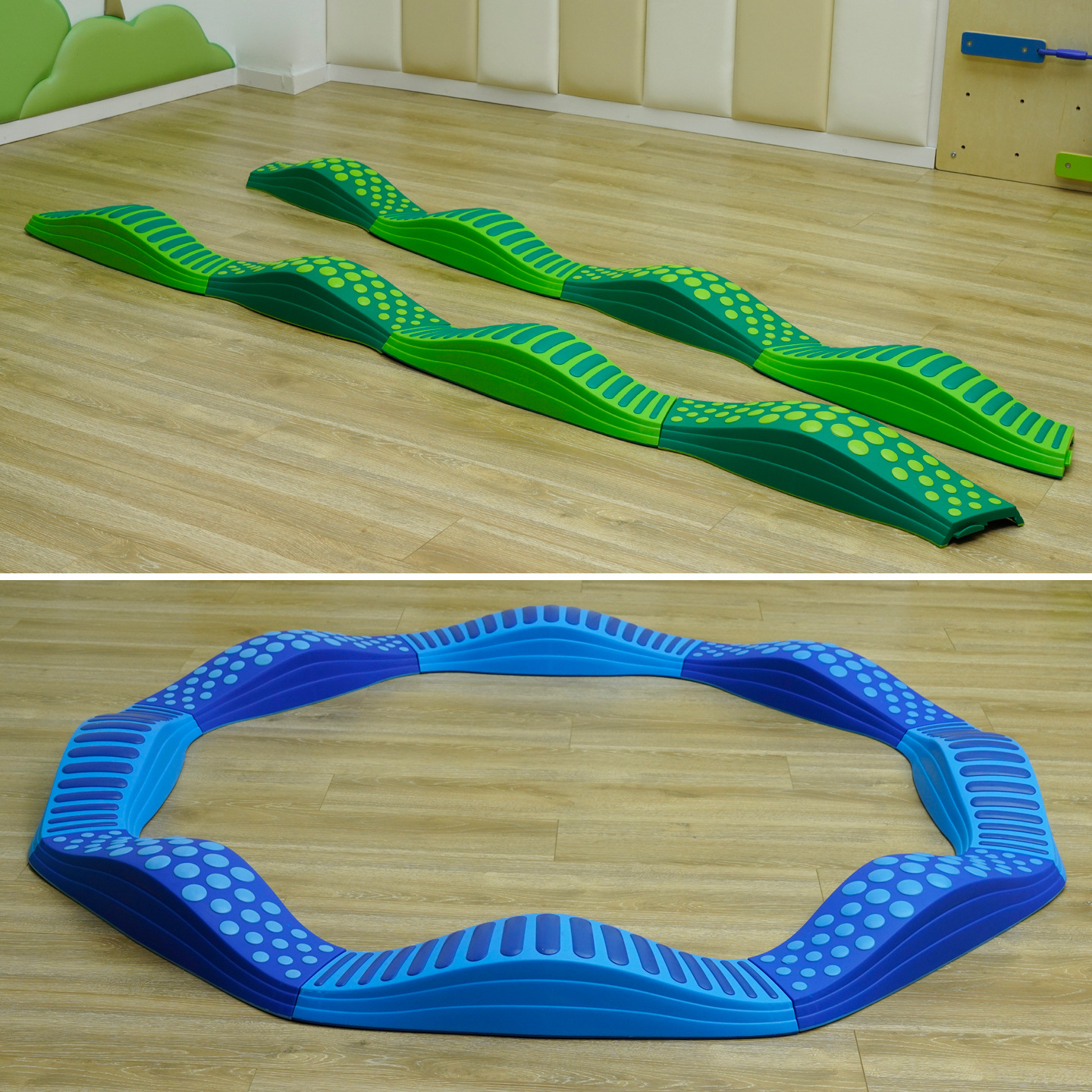 Balance táctil Wave Trail Rainbow River Rock Kids Outdoor Fitness Juguetes de entrenamiento de madera de equilibrio