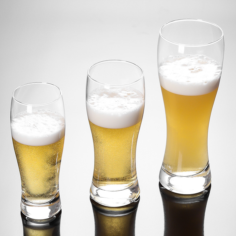 Taza de cerveza de vidrio, taza de cerveza, taza de cerveza, taza de soplado, taza de bebida fría, logotipo personalizado, fuente de suministro