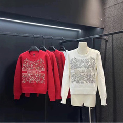 2024秋冬モデル蝶花卉重工刺繍丸首プルオーバー
