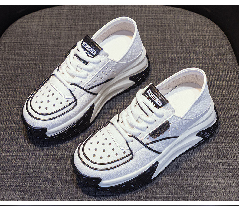 Giày sneaker nữ da thật đế dày phong cách thể thao tăng chiều cao, có thể xỏ như dép, mẫu hè 2026 — M2328 màu tím, M2328 màu đen, M2328 Màu Đỏ, M2328 màu xanh lá chi tiết 12