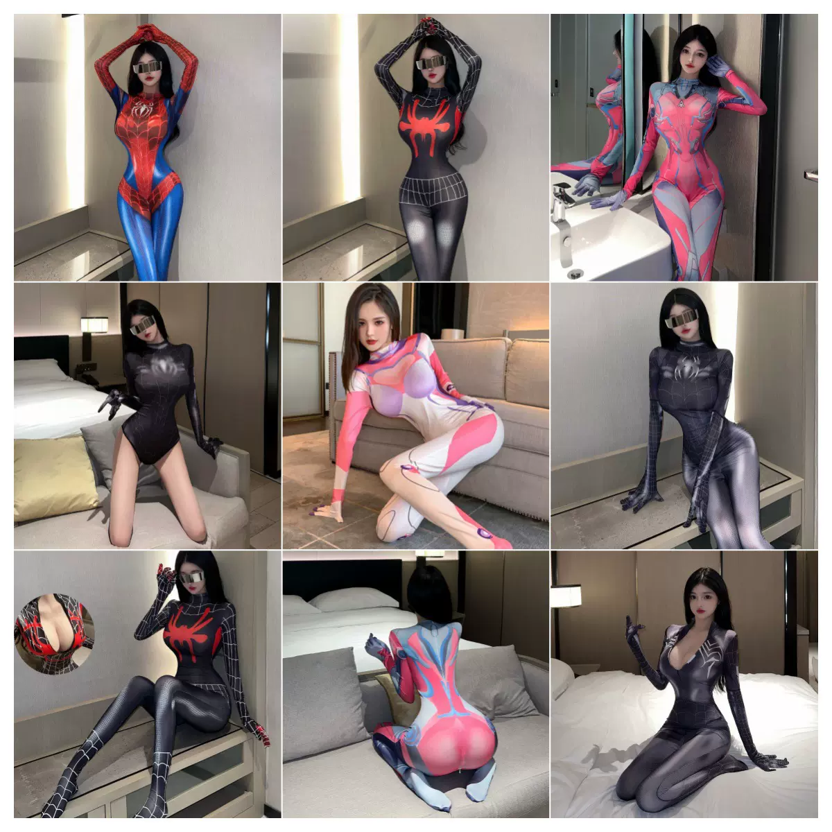 内衣 角色扮演制服诱惑Cosplay蜘蛛侠服激情整单开档免脱可以