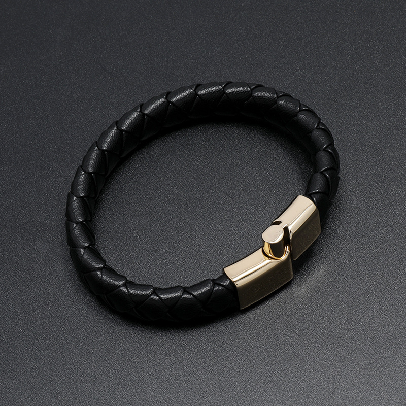 fashion simple woven magnet buckle leather bracelet wholesale