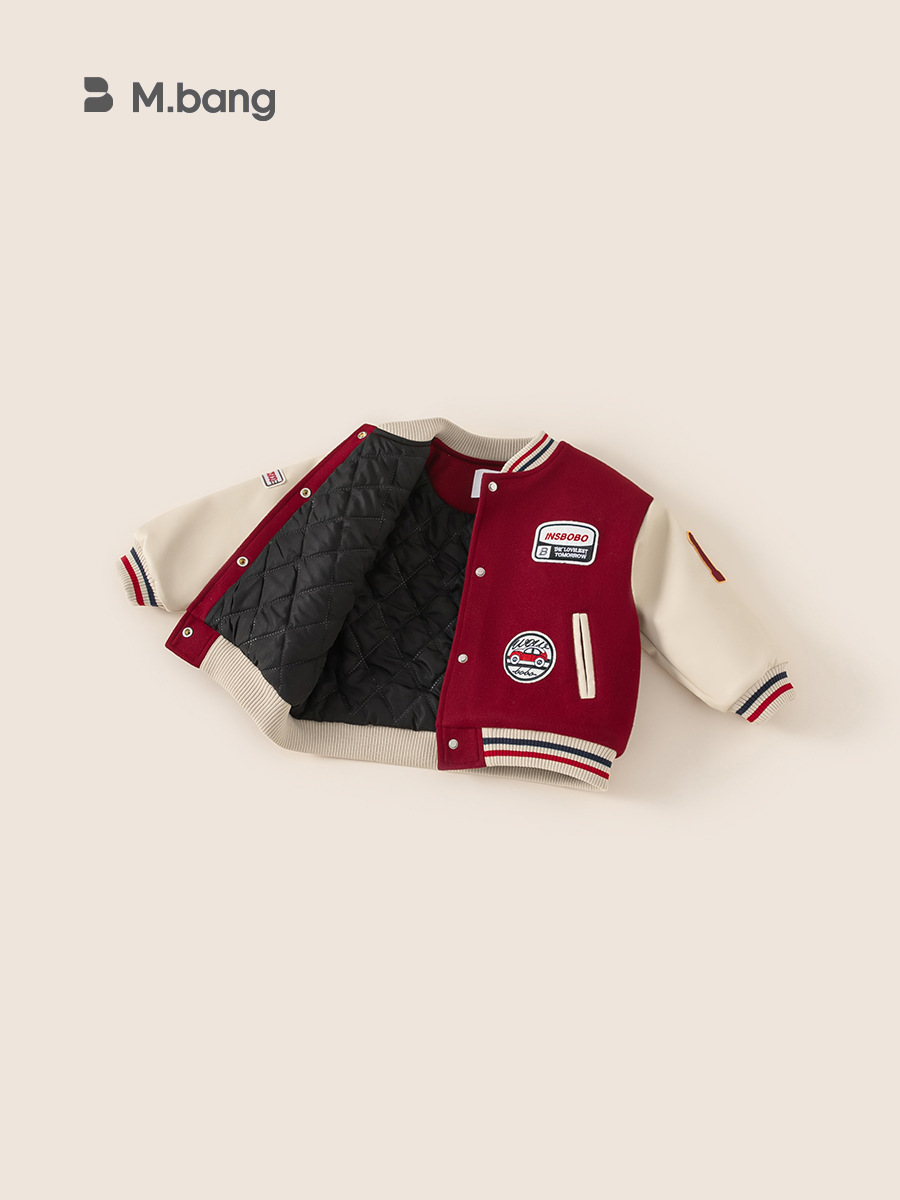 Youbao ropa para niños 2024 nuevo traje de béisbol para niños estilo de invierno abrigo grueso para niños