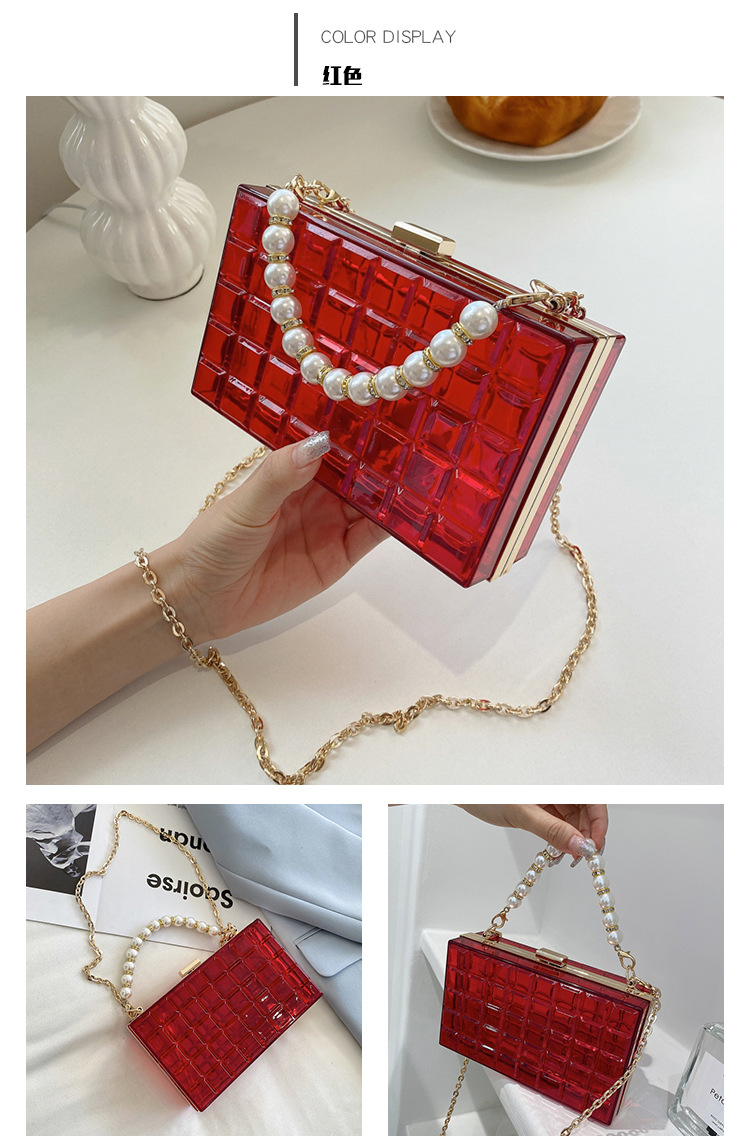 Fashion Solid Color Transparent Pearl Handle Messenger Bag display picture 16