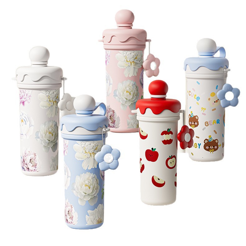 Nuevo tipo de taza de helado de alta capacidad 316 taza de agua de acero inoxidable de alto valor ligero de lujo de mano taza de paja para niños