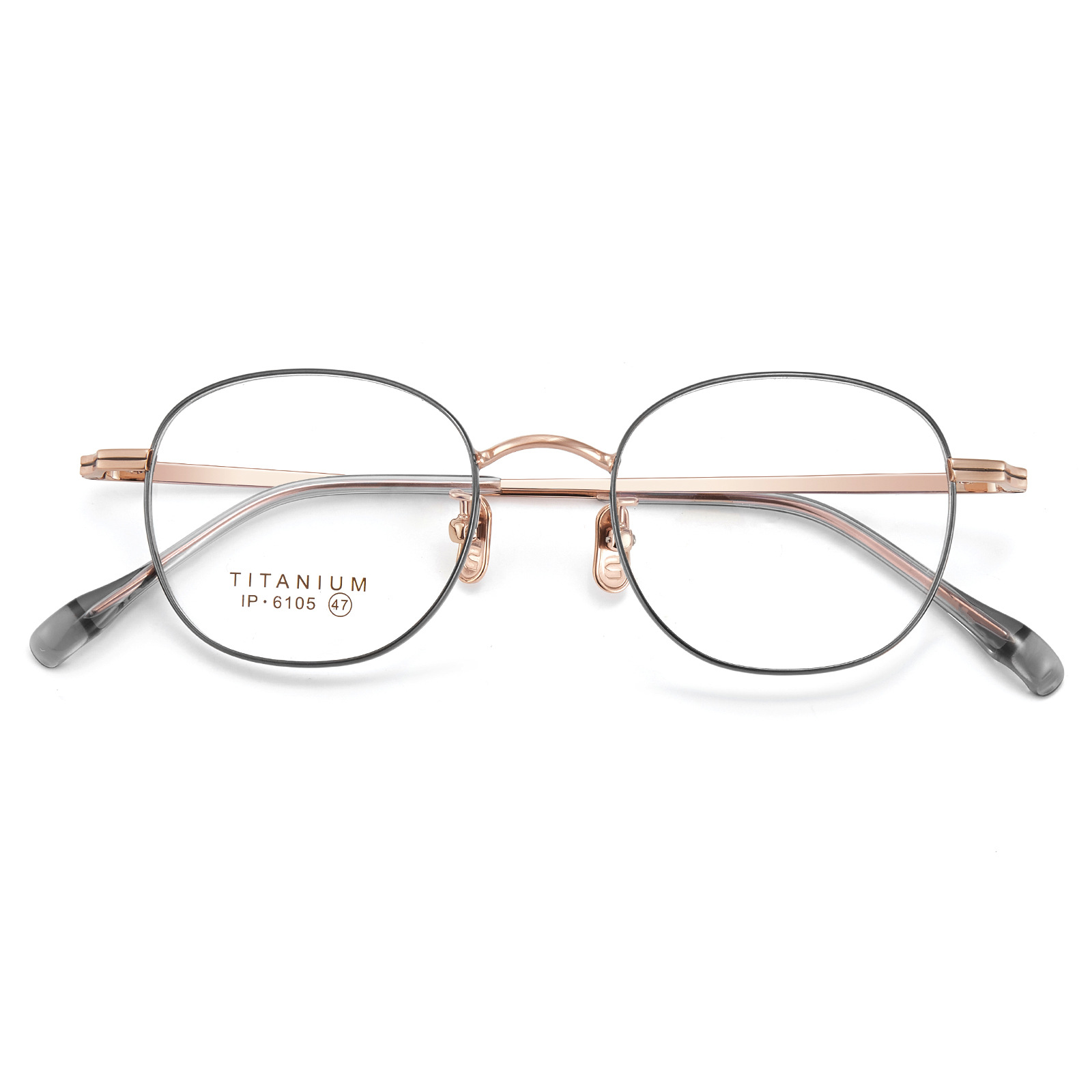 Moda meteorito gris retro marco oval gafas de titanio puro Marco de vacío IP galvanoplastia gafas de borde ancho con gafas Danyang lote