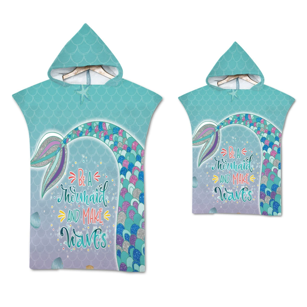 Quick dry bathrobe, windproof trench coat, beach bath towel with hood