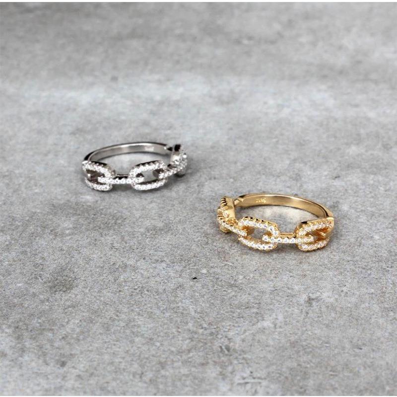 Simple Style Geometric Copper Inlaid Zircon Rings