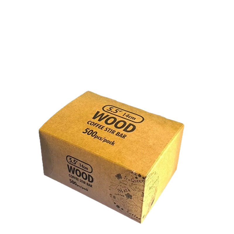 Disposable Coffee Stirring Stick Wooden Milk Tea Mixing Stick Birch Stick Round Head Small Stick Independent Packaging 14cm