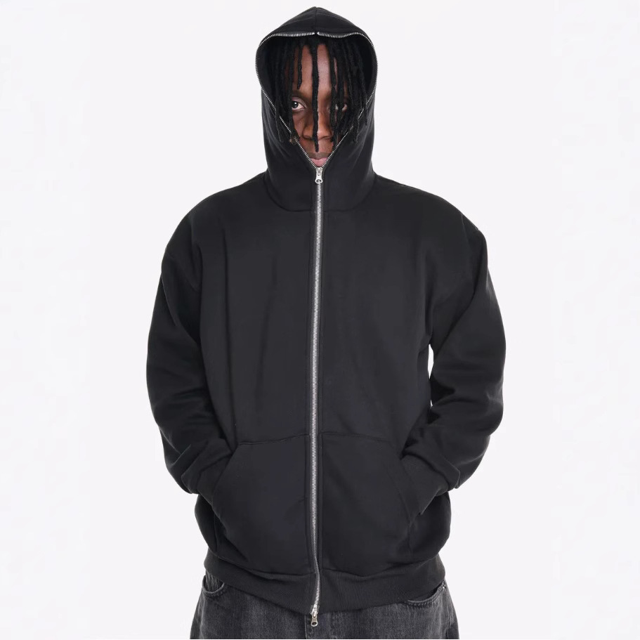Europa y los Estados Unidos retro otoño y invierno High Street Ninja sleeve con cremallera sudadera con sombrero oversize suelta con chaqueta de cardigan