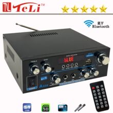 跨境外贸迷你AK55蓝牙U盘收音12v/110V-220v交直流车载家用功放机