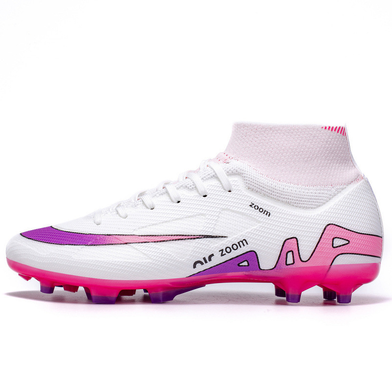 Zapatos de Fútbol de Caña Alta TF AG de Cuero Sintético y TPU Ligero para Césped Natural y Artificial