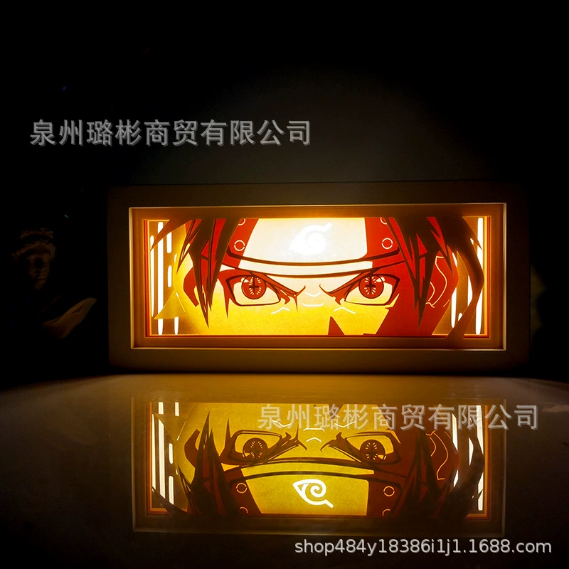 Бумажный резной светильник One Piece Luffy, деревянная рамка, настольный ночник, монохром/ RGB