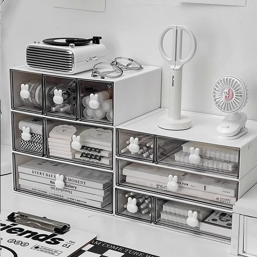 Minimalist stylish stationery storage box desk multi-compartment drawer-style pen holder cabinet office tape hair accessories miscellaneous