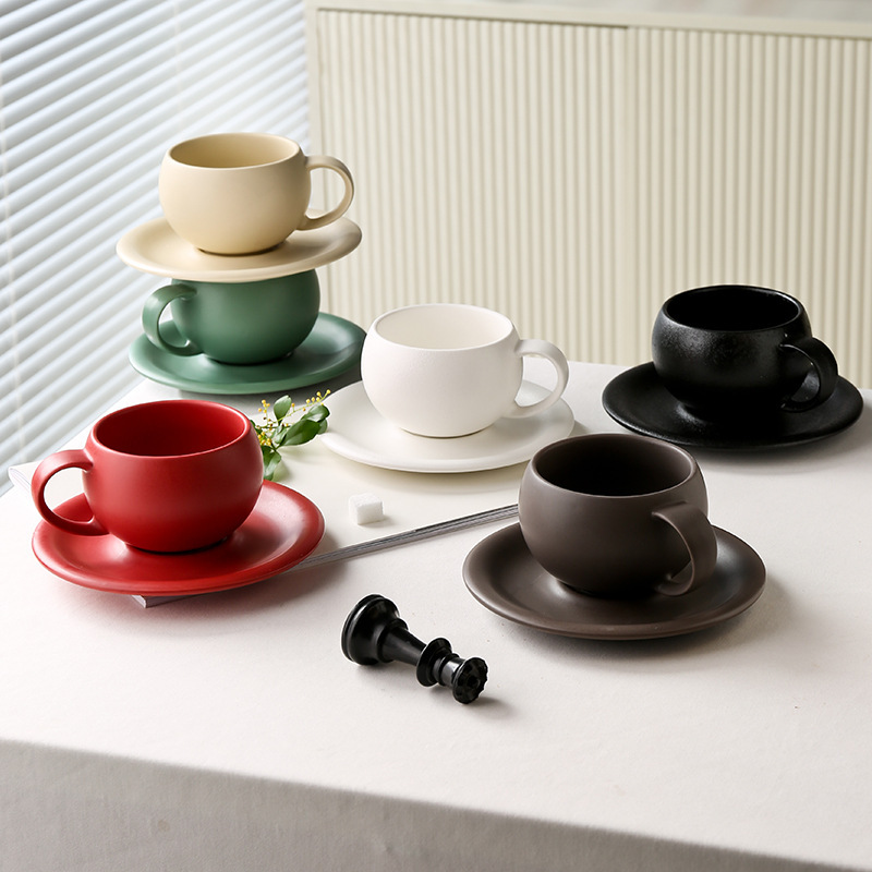 300ml European Ceramic Coffee Cup and Saucer Set Commercial Wholesale Egg-Shaped Latte Art Cup High-Value Mug 300ml European Ceramic Coffee Cup and Saucer Set Commercial Wholesale Egg-Shaped Latte Art Cup High-Value Mug