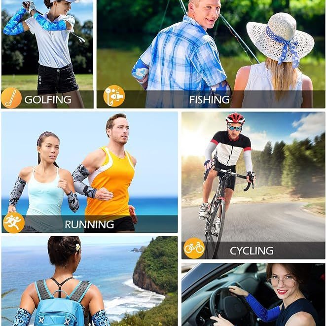 10 pairs of UV compression cooling sleeves (blue series, novel camouflage)