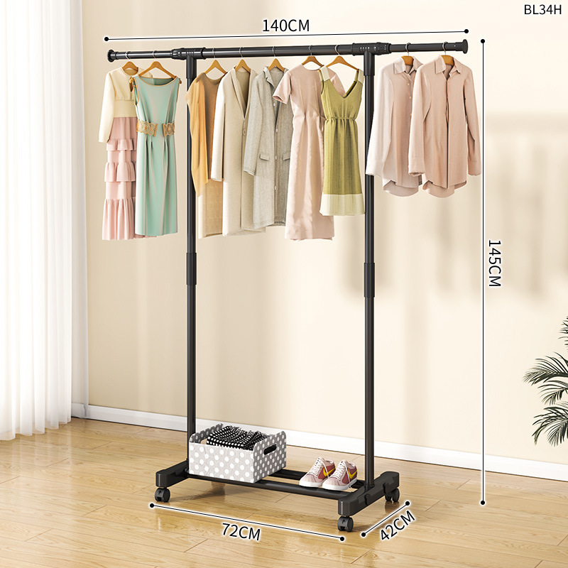 Percha de gorras para el suelo doméstico dormitorio móvil ropa crema simple dormitorio percha de ropa percha de secado percha vertical