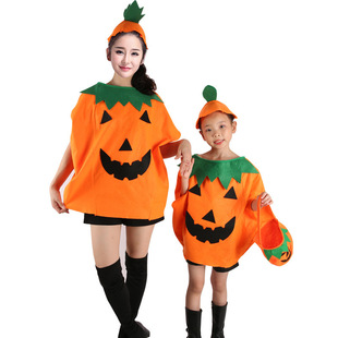 European and American Foreign trade Halloween adult children's clothing non-woven pumpkin clothes parent-child clothing cosplay Ball cloak