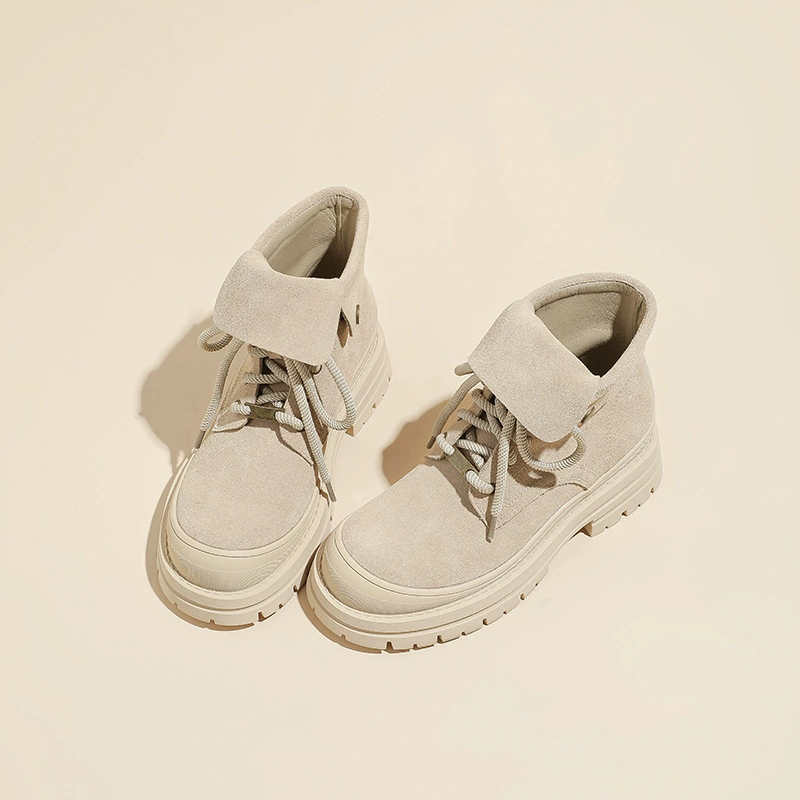 Коровина версия короткие сапоги женские толстые подошвы с круглой головкой из фланги Мартин сапоги с отворотом американский ревень сапоги ретро мотоцикл сапоги