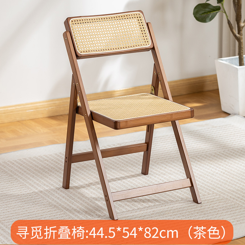 Silla plegable de ratán de estilo japonés sala de estar Silla de comedor en casa con respaldo Silla de comedor portátil de bambú estilo de registro nuevo
