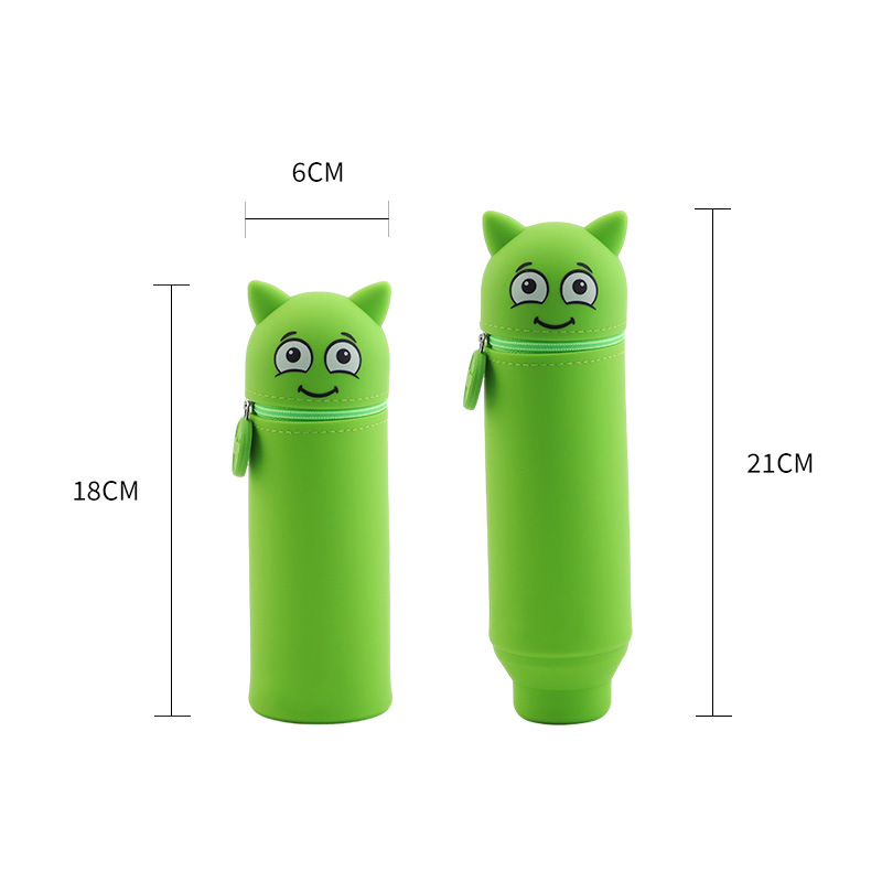 2025 nuevo portalápices de silicona de dibujos animados linda forma de animal redondo recto portalápices tubo de almacenamiento de papelería para estudiantes