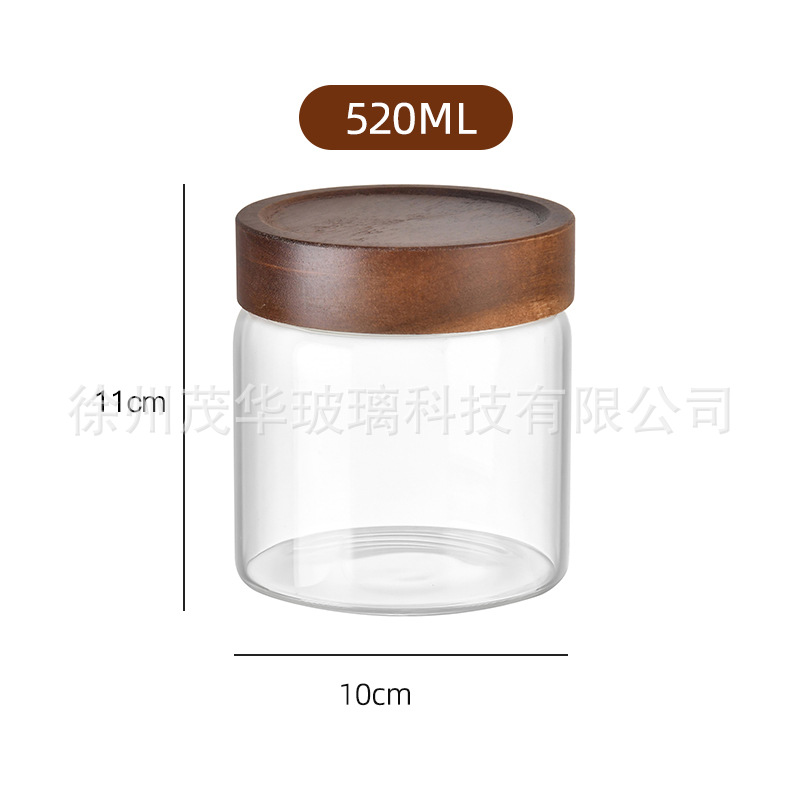 botella de embalaje de cáscara de naranja de gran capacidad alta borosilicato tanque de almacenamiento de vidrio sellado granos gruesos frutas secas jarro de té tapa de madera acacia